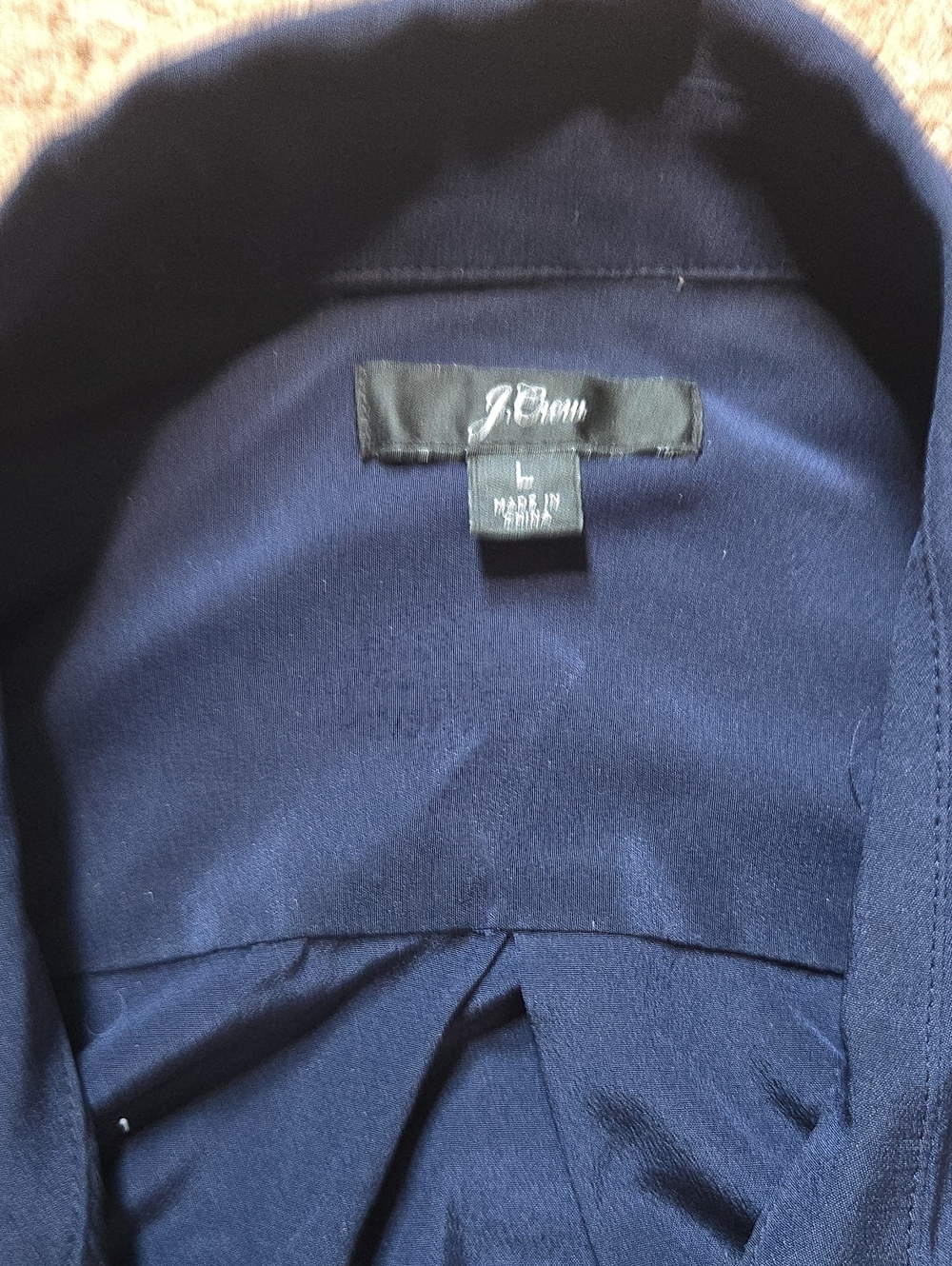 J Crew Navy Silk Business Casual Button-down Shirt Short Sleeve 💫 - Picture 4 of 5